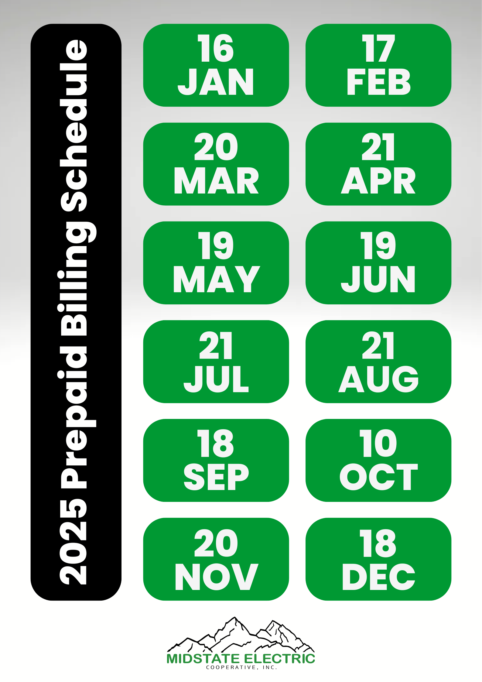 Prepaid Billing Schedule